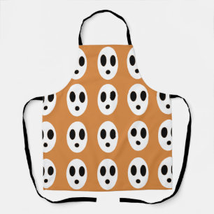 Halloween Orange White Ghost Halloween Apron