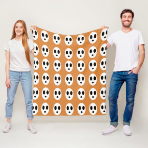 Halloween Orange White Ghost Halloween Fleece Blanket