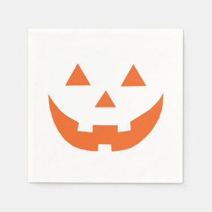 Halloween orange white Jack o lantern paper   Napkin