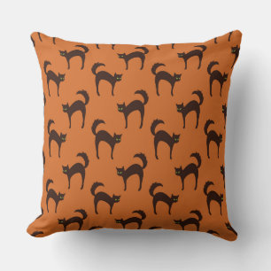 HALLOWEEN ORANGE WITH BLACK CATS CUSHION