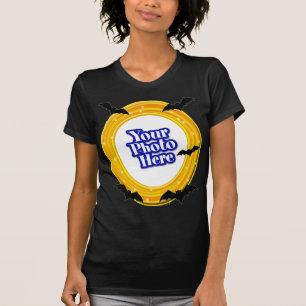 Halloween Orange Yellow Swirl With Your Photo Bats T-Shirt