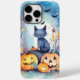 Halloween Oriental Blue Cat With Pumpkins Scary Case-Mate iPhone 14 Pro Max Case
