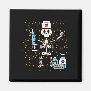 Halloween Orthopaedic Nurse Skeleton Scrub Top Cos Magnet