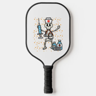 Halloween Orthopaedic Nurse Skeleton Scrub Top Pickleball Paddle