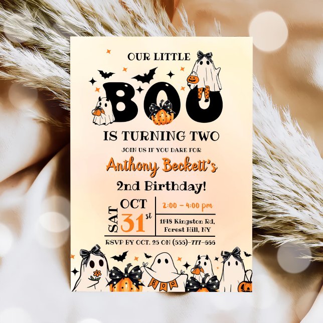 Halloween Our Little Boo 2nd Birthday Party Invitation (Creator Uploaded)