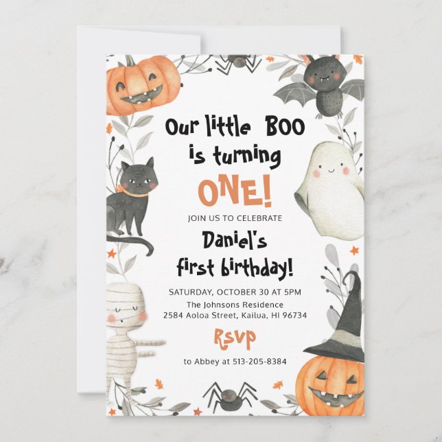 Halloween Our Little Boo Birthday Party Invitation (Front)