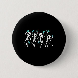 Halloween Ovarian Cancer Awareness Skeleton Women 6 Cm Round Badge