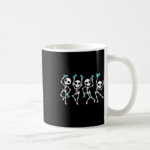 Halloween Ovarian Cancer Awareness Skeleton Women Coffee Mug