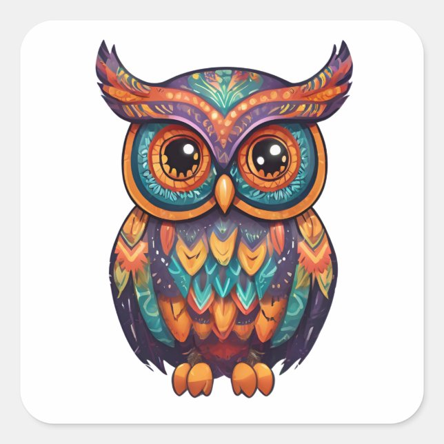 Halloween Owl Alebrije Square Sticker (Front)
