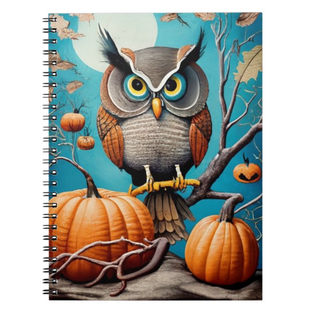 Halloween Owl and Pumpkin Notebook Elegance (Front)