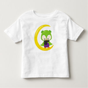 Halloween Owl, Cute Owl, Green Owl, Moon, Scarf Toddler T-Shirt