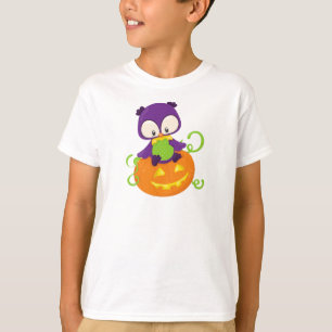 Halloween Owl, Cute Owl, Purple Owl, Pumpkin T-Shirt