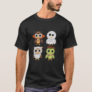 Halloween Owl Ghost Vampire Mummy Trick Or Treat T T-Shirt