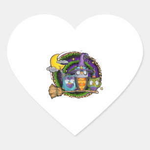 Halloween Owl     Heart Sticker