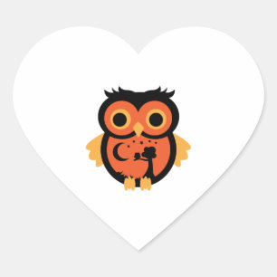 Halloween Owl   Heart Sticker