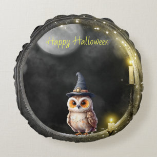 Halloween Owl in Round Tower Window Cushion