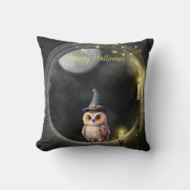 Halloween Owl in Round Tower Window Cushion (Front)