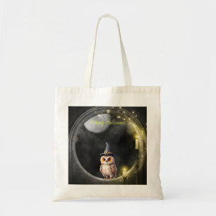 Halloween Owl in Round Tower Window Tote Bag