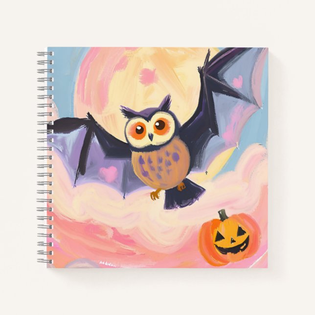 Halloween Owl & Pumpkin Notebook – Spooky and Cute (Front)