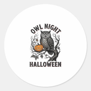 Halloween Owl Shirt Vintage Spooky Bird Party Desi Classic Round Sticker