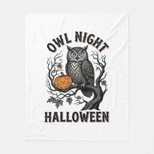 Halloween Owl Shirt Vintage Spooky Bird Party Desi Fleece Blanket