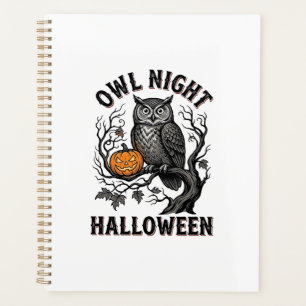 Halloween Owl Shirt Vintage Spooky Bird Party Desi Planner