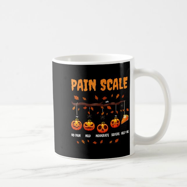 Halloween Pain Scale Funny Pumpkin Design for Fall Coffee Mug (Right)