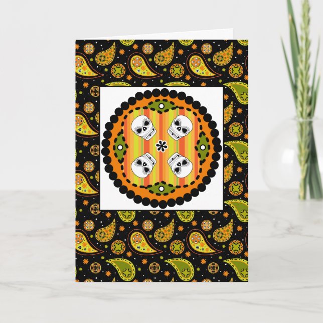 Halloween Paisley Skull Card (Front)