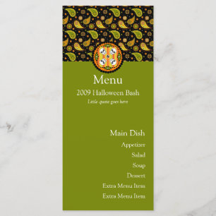 Halloween Paisley Skull Menu Card