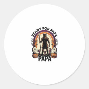 Halloween Papa Shirt Vintage Graveyard Sunset Desi Classic Round Sticker