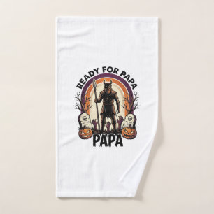 Halloween Papa Shirt Vintage Graveyard Sunset Desi Hand Towel