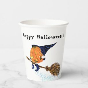 Halloween Paper Cups Witch Pumpkin Flying - Funny