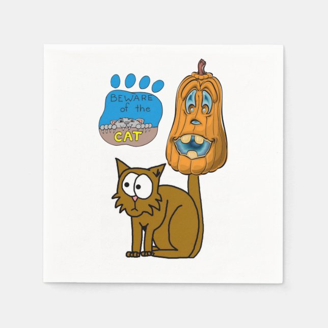 Halloween Paper Napkins, Cat Napkin (Front)