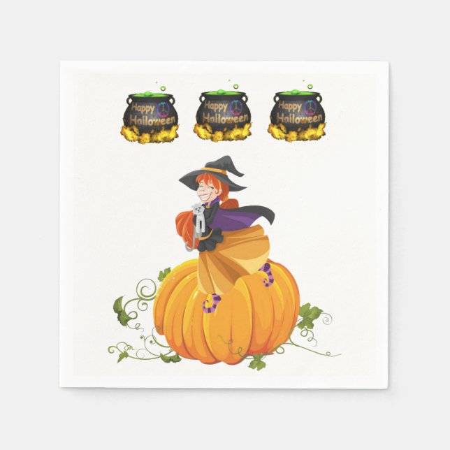 Halloween Paper Napkins, Pumpkin Napkin (Front)