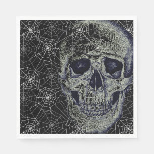 Halloween Paper Napkins-Skull & Webs Napkin