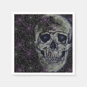 Halloween Paper Napkins-Skull & Webs Napkin