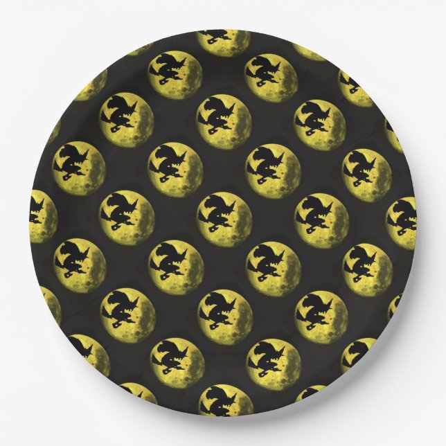 Halloween Paper Plates 9"/Witch's and Moon (Front)