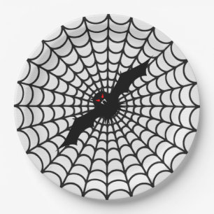 Halloween Paper Plates/Bat in Spider Web Plate