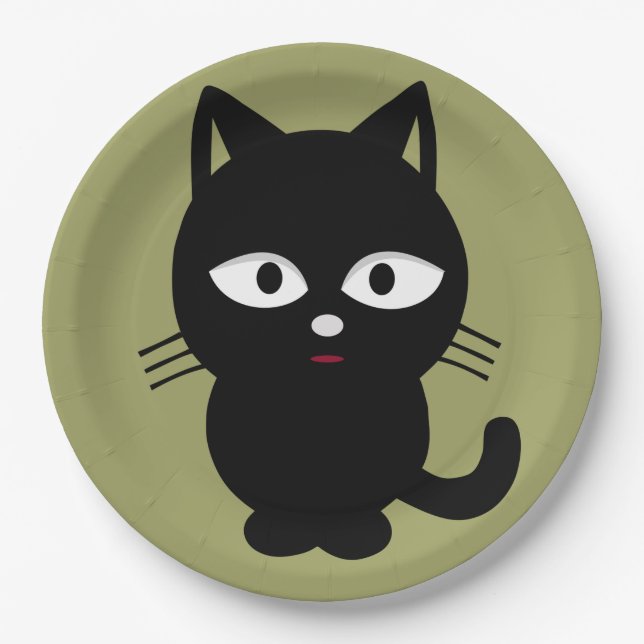 Halloween Paper Plates/Black Cat Plate (Front)
