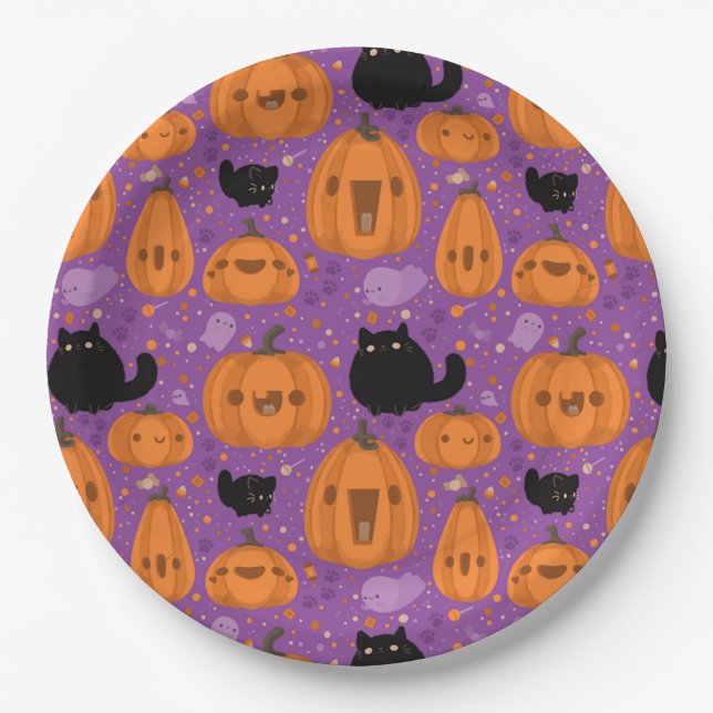 Halloween Paper Plates/Black Cats Plate (Front)