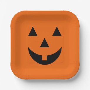 Halloween Paper Plates-Pumpkin Face Plate