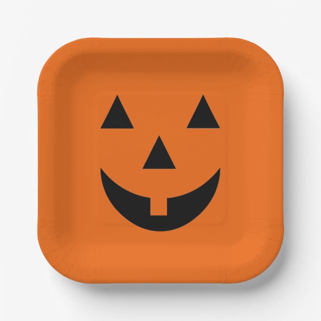 Halloween Paper Plates-Pumpkin Face  Plate (Front)