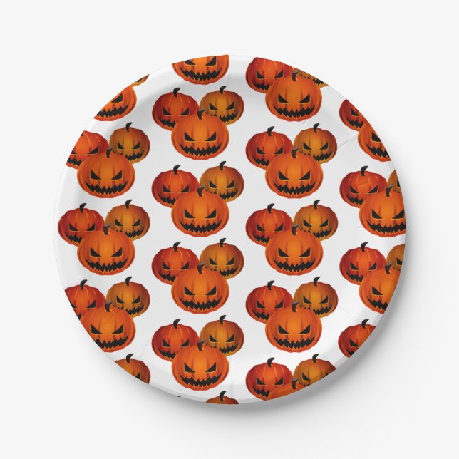Halloween Paper Plates-Scary Pumpkins    Paper Plate (Front)