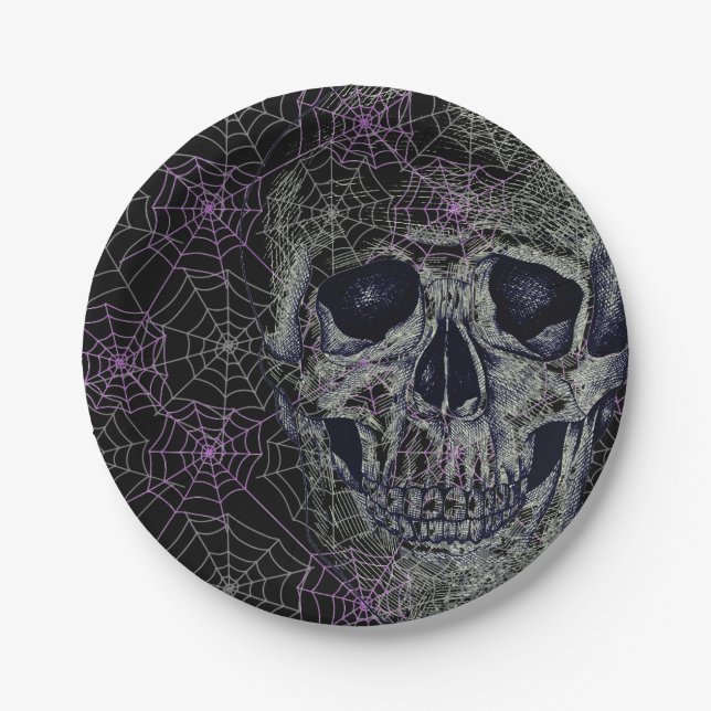 Halloween Paper Plates-Skull Paper Plate (Front)