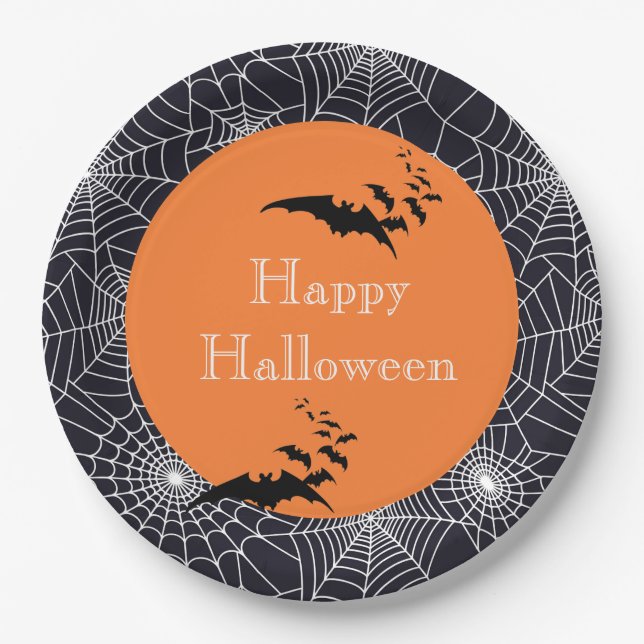 Halloween Paper Plates-Spider Webs Plate (Front)