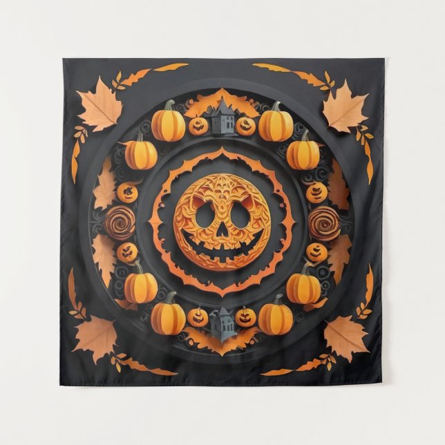 Halloween Papercuat Mandala Tapestry (Front)