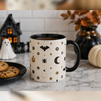 Halloween Parisian Bistro Mosaic Tile Coffee Mug