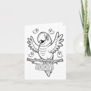 Halloween Parrot Boo For Kids To Colour And Paint  Card
