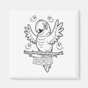 Halloween Parrot Boo For Kids To Colour And Paint Magnet