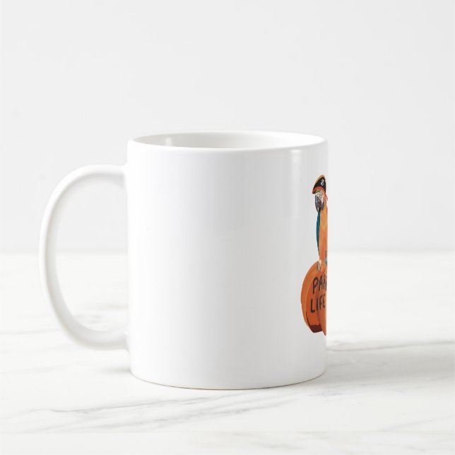 Halloween Parrot Macaw Pumpkin Colourful Spooky Zo Coffee Mug (Left)